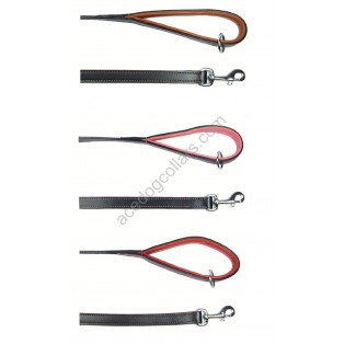 Adjustable PADDED Half check Leather Dog Collar small width 1"(2.5cm)